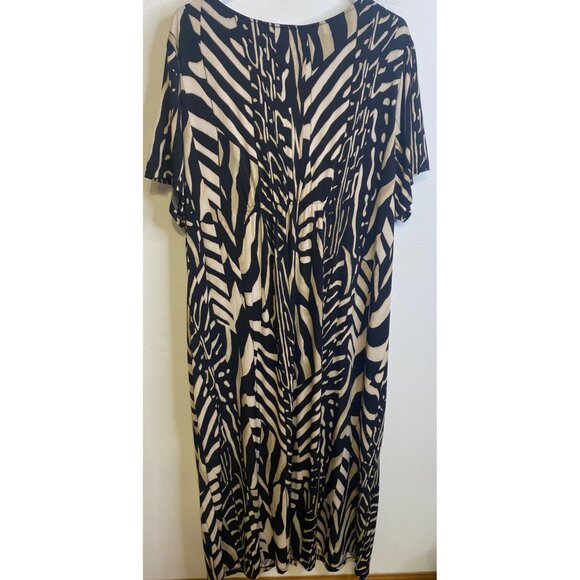 CATHERINES Petite Plus 3XWP Chain Lace Up Long Maxi Dress Short Sleeve Stretch - Picture 4 of 5